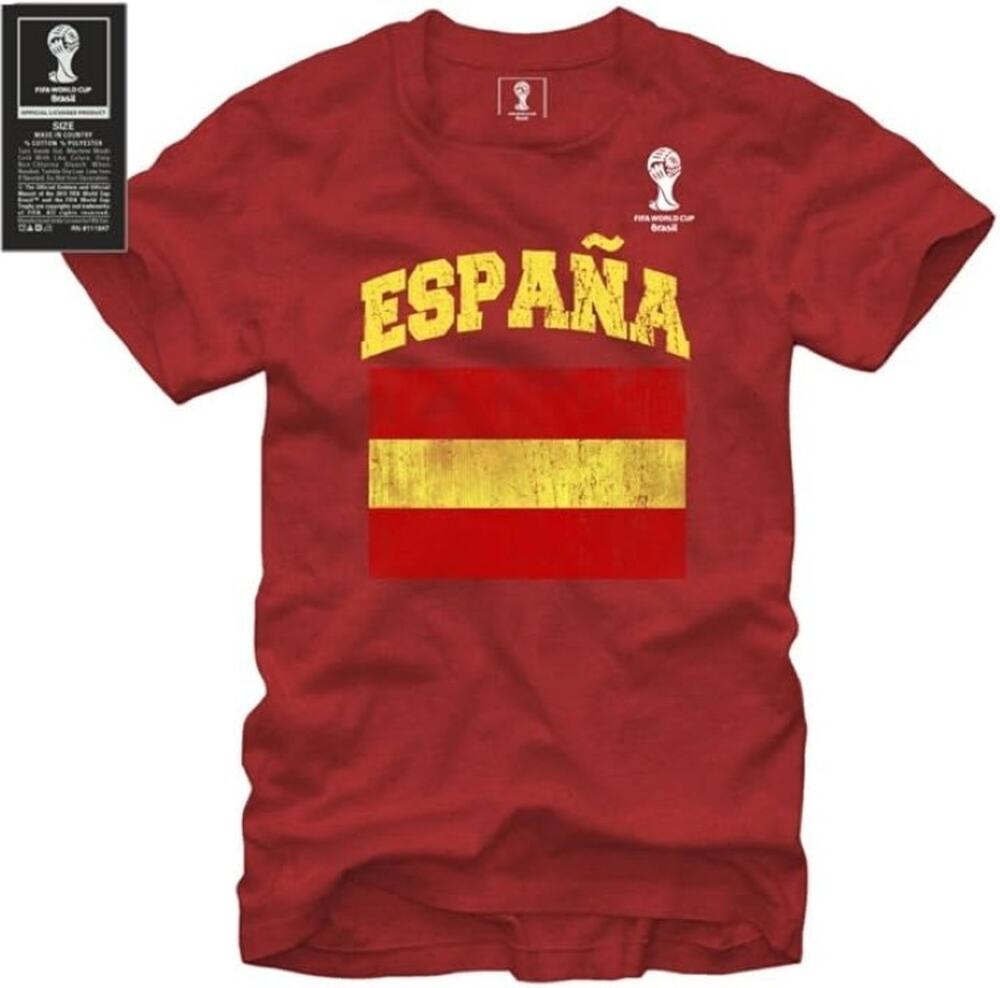 Men's FIFA World Cup Spain Soccer Flag Red T-shirt